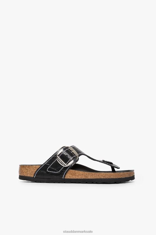 BIRKENSTOCK + STAUD Kvinder gizeh sandal LR4T930 sko sort krokodille præget