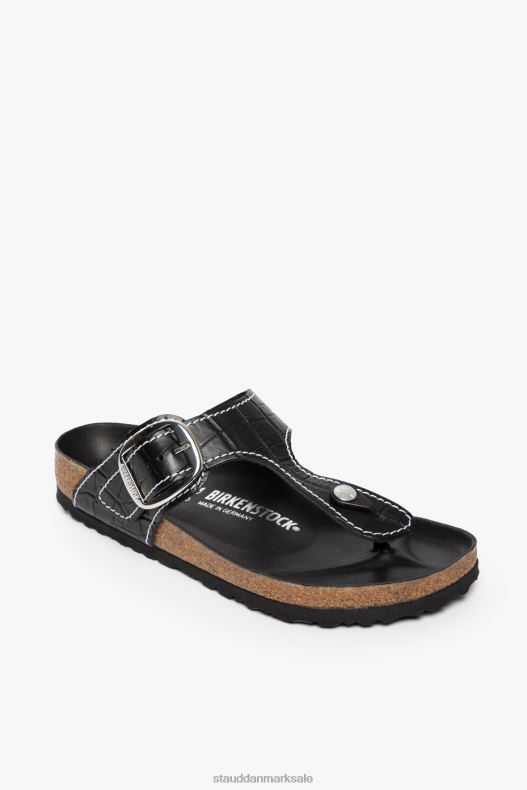 BIRKENSTOCK + STAUD Kvinder gizeh sandal LR4T930 sko sort krokodille præget