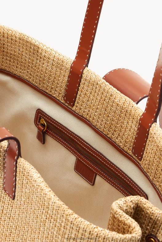 STAUD Kvinder mercato raffia tote LR4T715 tøj naturlig tan