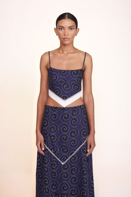 STAUD Kvinder loyalitet top LR4T381 tøj navy whirlpool hvid
