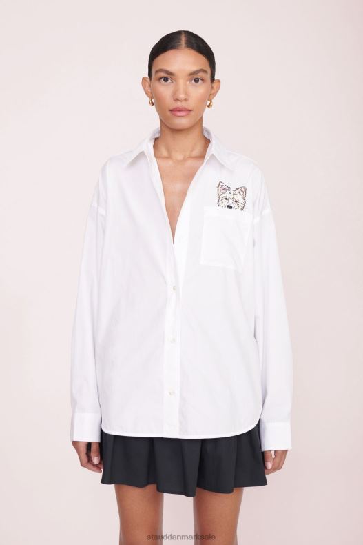 STAUD x C.BONZ Kvinder specialdesignet klassisk oversized skjorte LR4T1023 tilbehør hvid