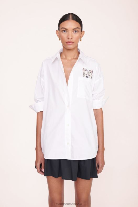 STAUD x C.BONZ Kvinder specialdesignet klassisk oversized skjorte LR4T1023 tilbehør hvid