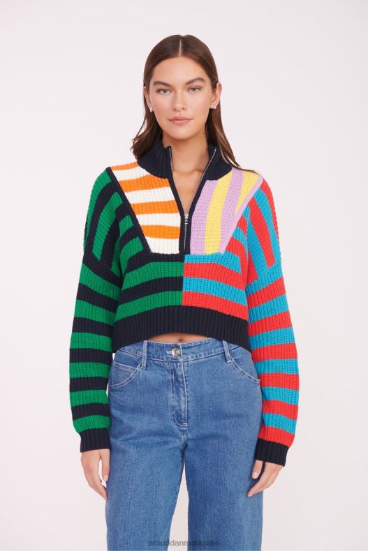 STAUD Kvinder cropped hampton sweater LR4T575 tøj cabana stribe multi