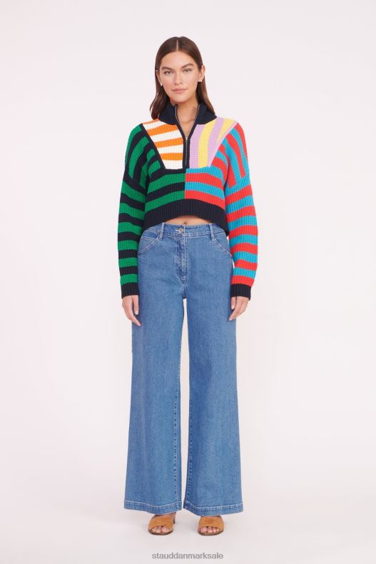 STAUD Kvinder cropped hampton sweater LR4T575 tøj cabana stribe multi