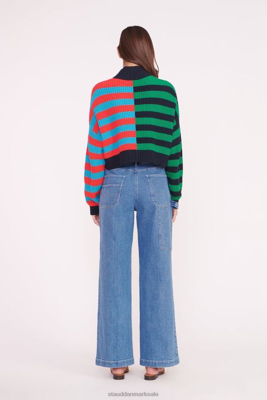 STAUD Kvinder cropped hampton sweater LR4T575 tøj cabana stribe multi