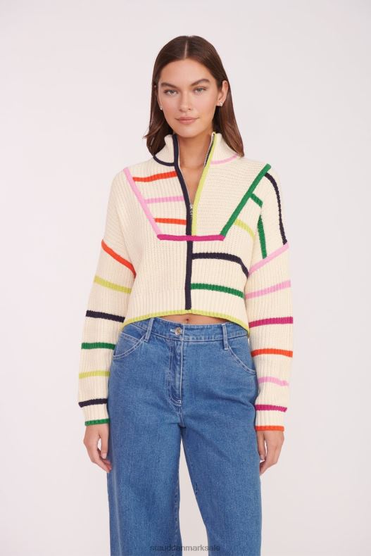 STAUD Kvinder cropped hampton sweater LR4T576 tøj creme regnbue multi