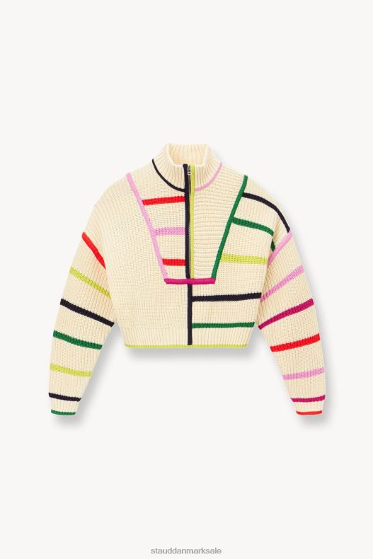 STAUD Kvinder cropped hampton sweater LR4T576 tøj creme regnbue multi