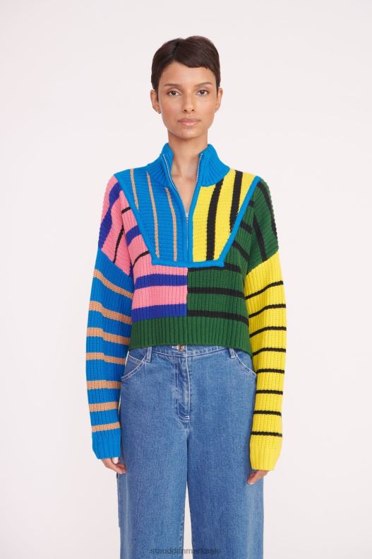 STAUD Kvinder cropped hampton sweater LR4T577 tøj formentera stribe