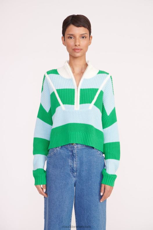 STAUD Kvinder cropped hampton sweater LR4T578 tøj græs lavvandet rugby stribe