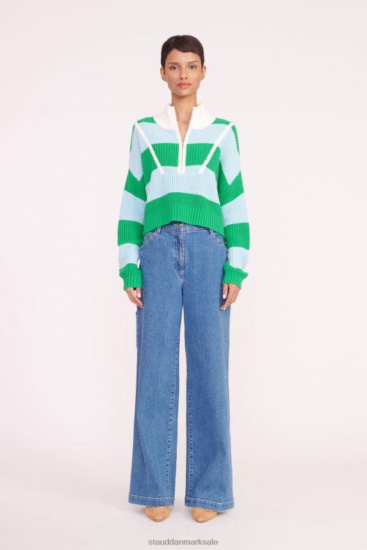 STAUD Kvinder cropped hampton sweater LR4T578 tøj græs lavvandet rugby stribe