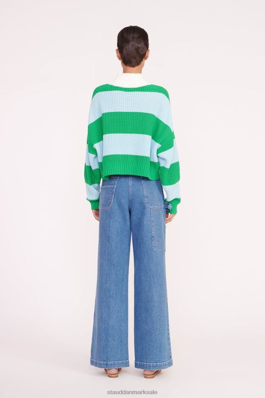 STAUD Kvinder cropped hampton sweater LR4T578 tøj græs lavvandet rugby stribe