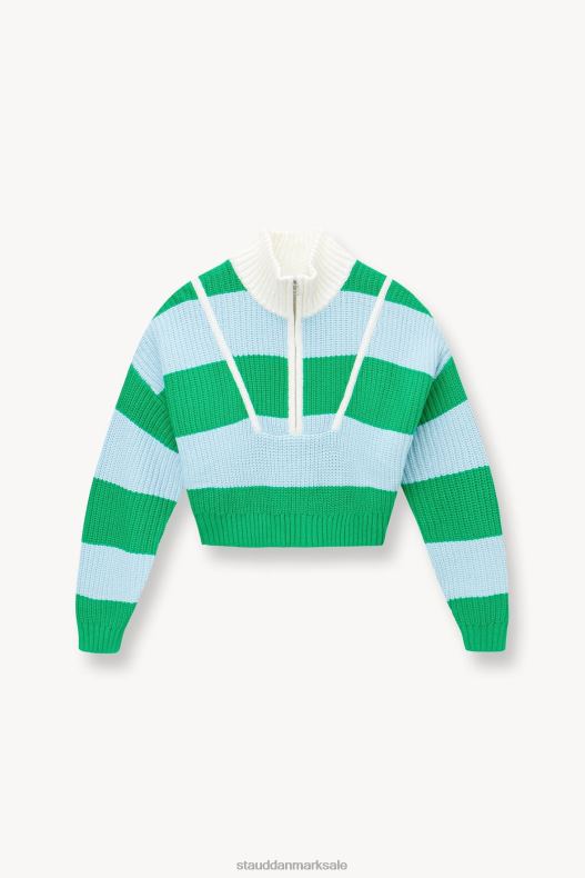 STAUD Kvinder cropped hampton sweater LR4T578 tøj græs lavvandet rugby stribe
