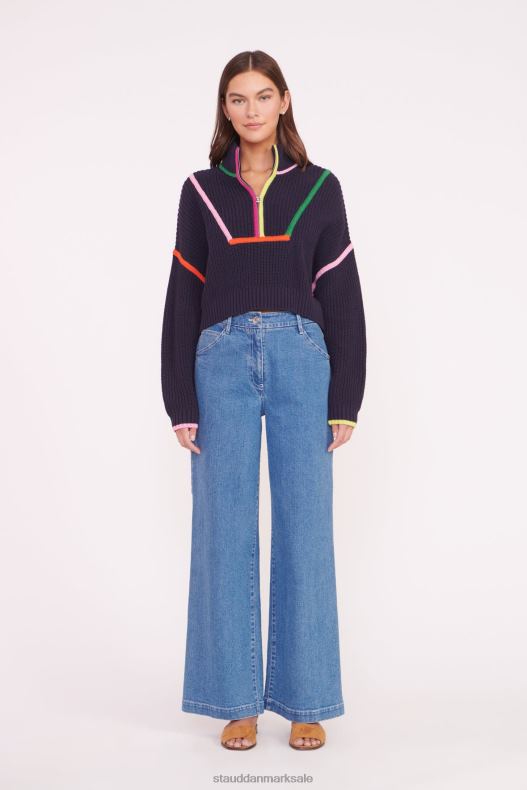 STAUD Kvinder cropped hampton sweater LR4T580 tøj marineblå multi