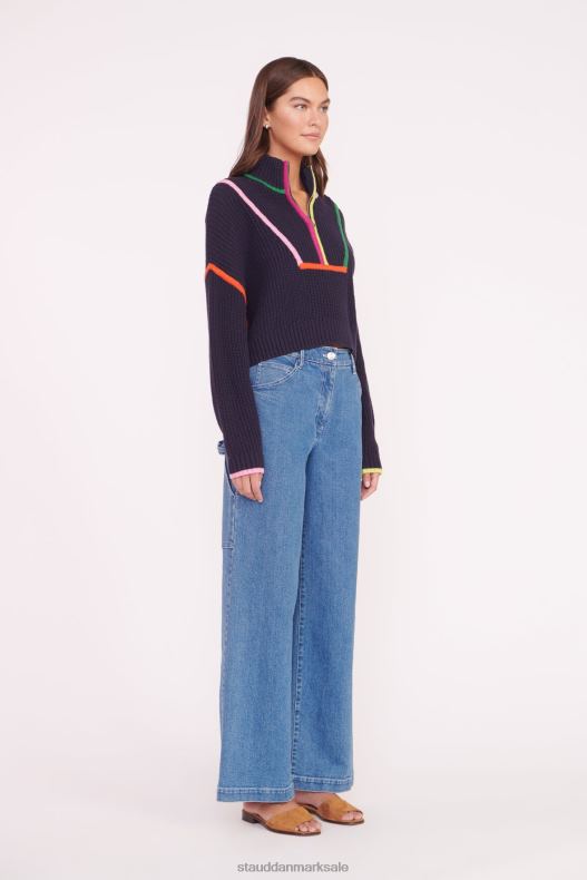 STAUD Kvinder cropped hampton sweater LR4T580 tøj marineblå multi
