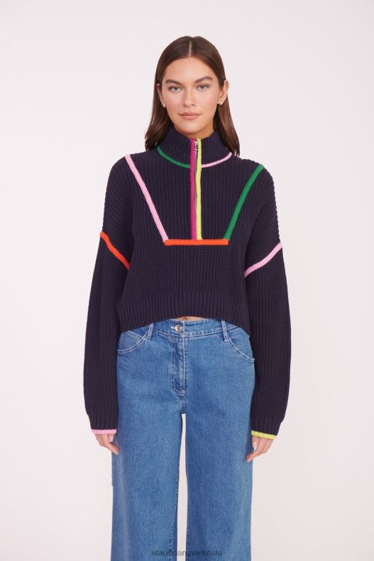 STAUD Kvinder cropped hampton sweater LR4T580 tøj marineblå multi