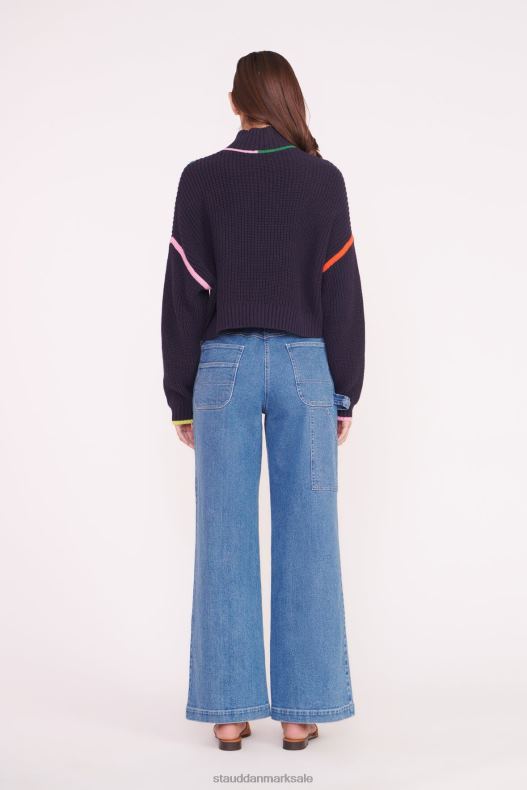 STAUD Kvinder cropped hampton sweater LR4T580 tøj marineblå multi