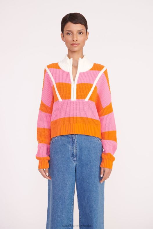 STAUD Kvinder cropped hampton sweater LR4T581 tøj papaya plumeria rugby stribe