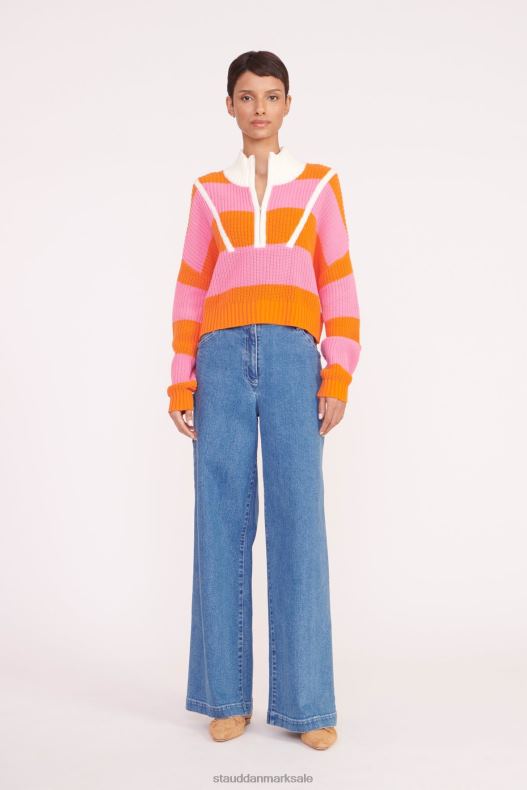 STAUD Kvinder cropped hampton sweater LR4T581 tøj papaya plumeria rugby stribe
