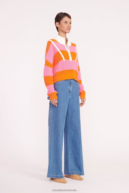 STAUD Kvinder cropped hampton sweater LR4T581 tøj papaya plumeria rugby stribe