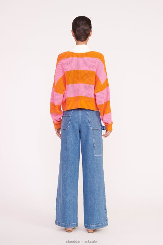 STAUD Kvinder cropped hampton sweater LR4T581 tøj papaya plumeria rugby stribe