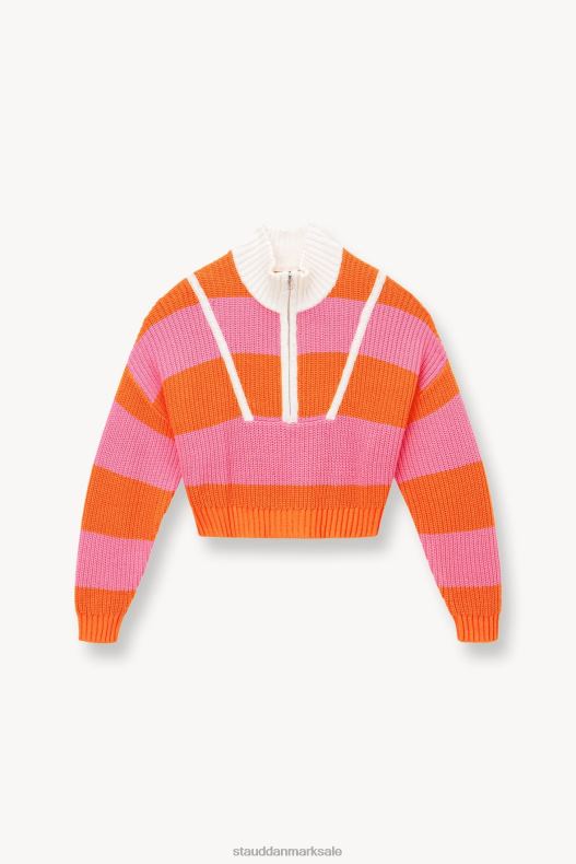 STAUD Kvinder cropped hampton sweater LR4T581 tøj papaya plumeria rugby stribe