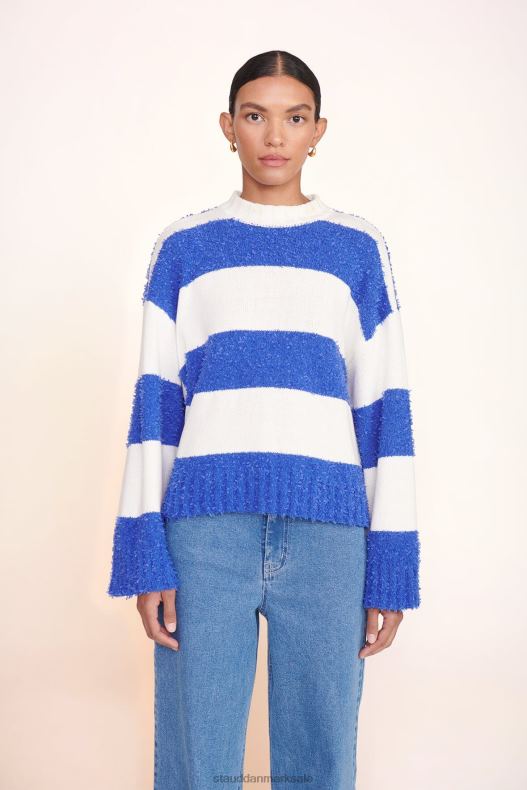 STAUD Kvinder delaney sweater LR4T590 tøj hvid atlantisk rugby stribe