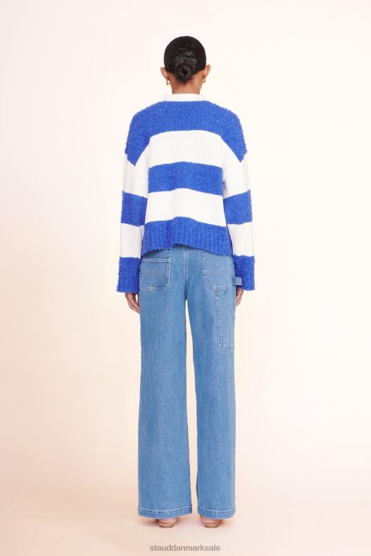 STAUD Kvinder delaney sweater LR4T590 tøj hvid atlantisk rugby stribe