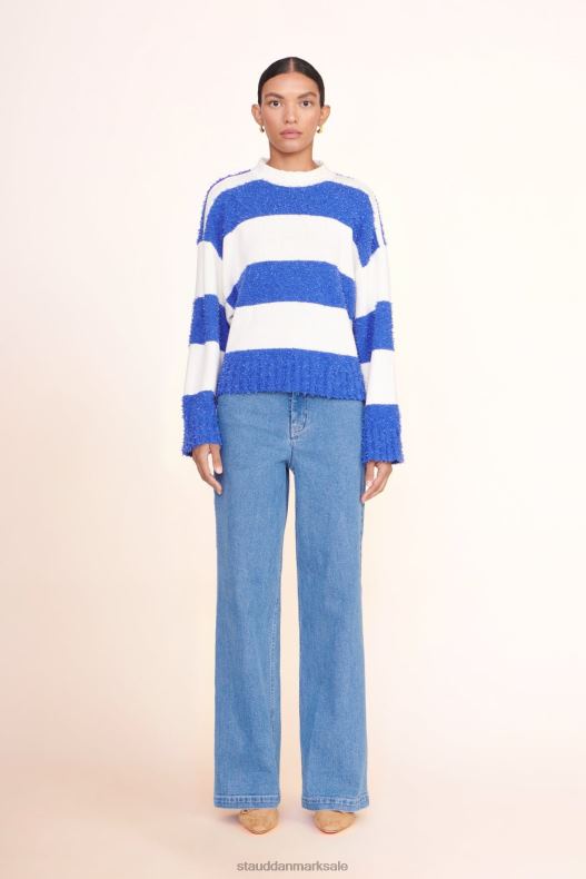STAUD Kvinder delaney sweater LR4T590 tøj hvid atlantisk rugby stribe