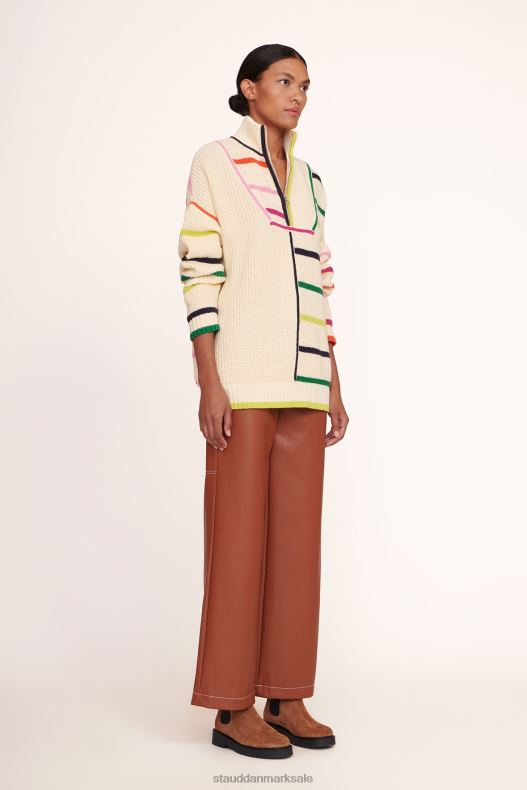 STAUD Kvinder hampton sweater LR4T598 tøj creme regnbue multi